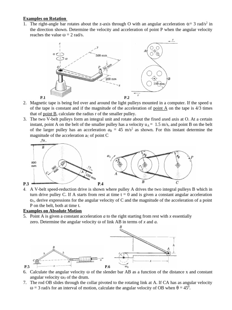 Dynamics of Rotational Motion Examples | PDF | Velocity | Acceleration