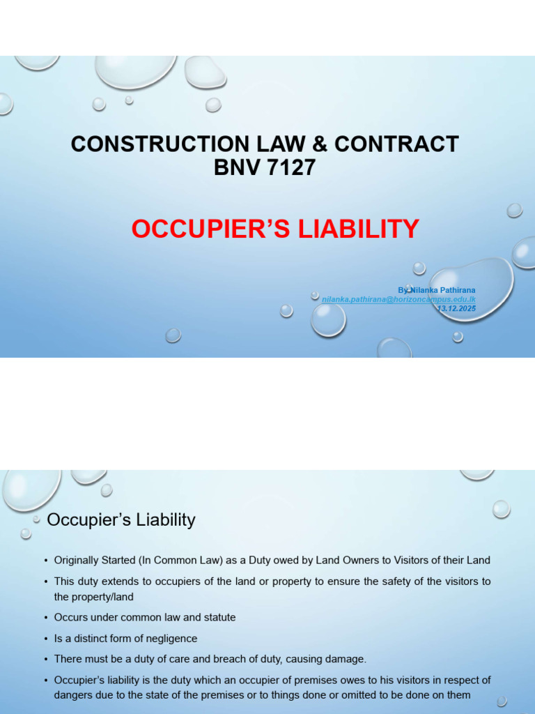 Week 06 - CLC - Occupier's Liability | PDF | Legal Liability | Duty Of Care