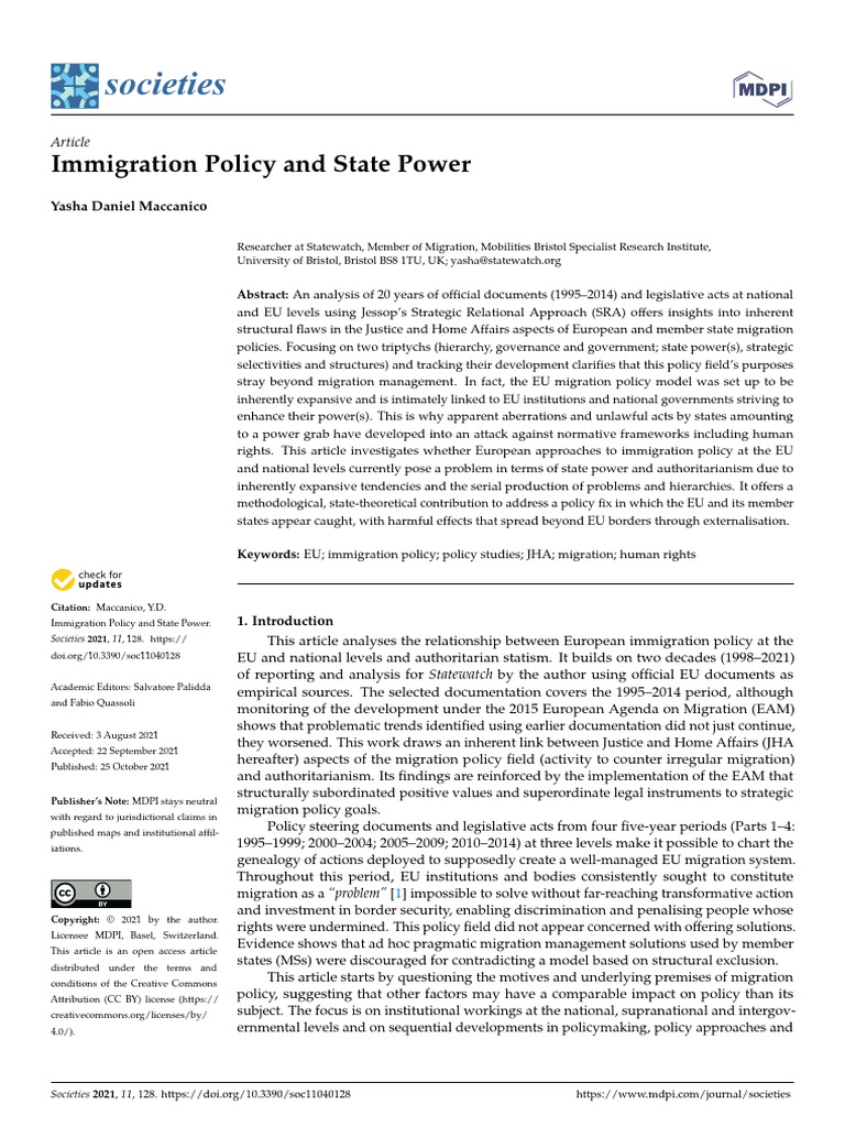 Immigration Policy and State Power Analysis | PDF | Search And Rescue ...