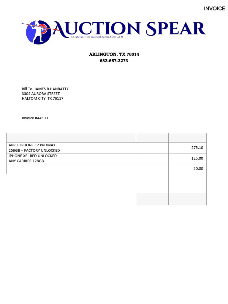 Invoice for iPhones Purchase - Dec 2022 | PDF