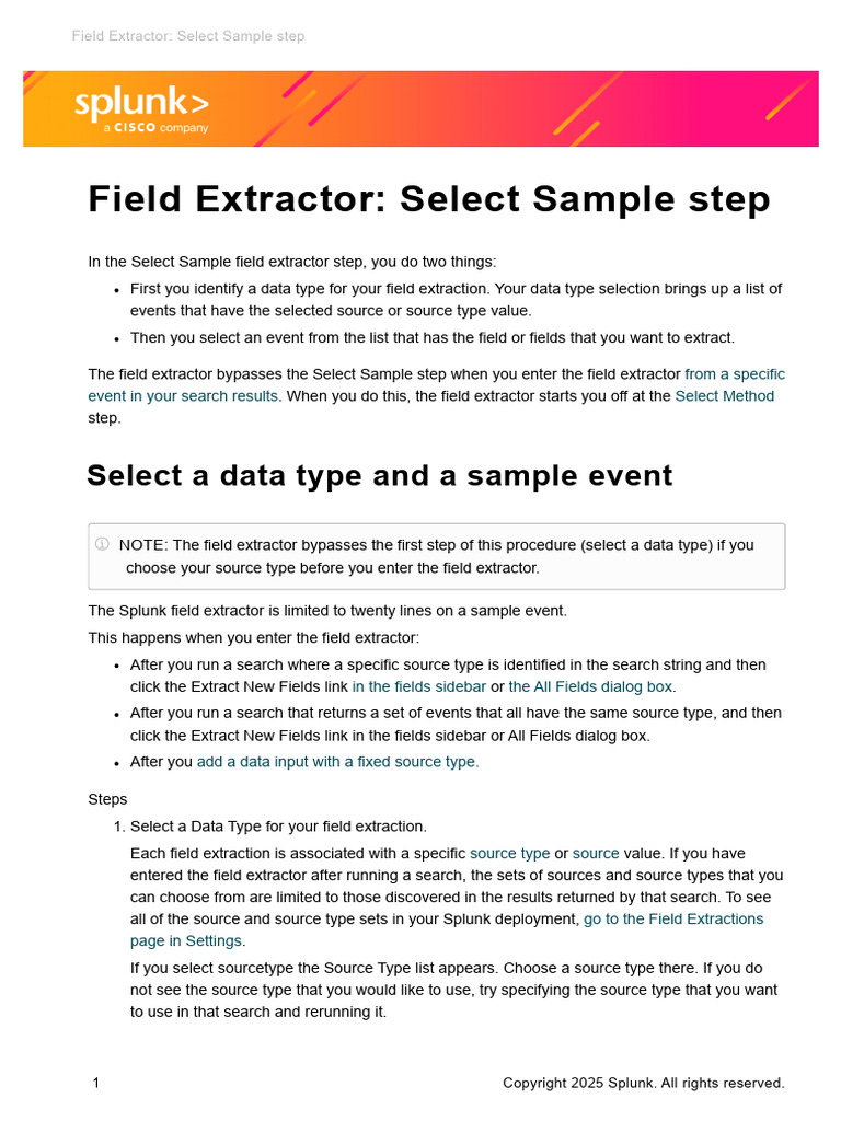 Splunk Field Extractor Sample Selection Guide | PDF | Data Type ...