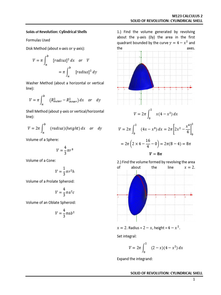 Solid of Revolution. Cylindrical Shell | PDF | Sphere | Volume