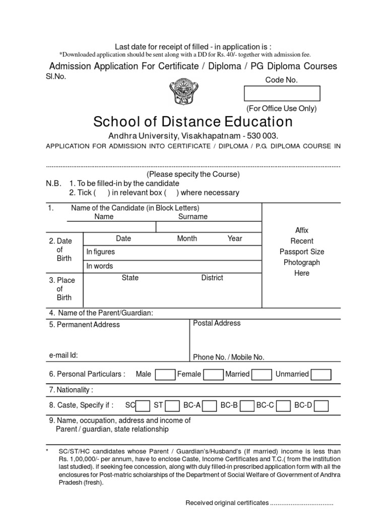 Diplomas Application Postgraduate Education University And College