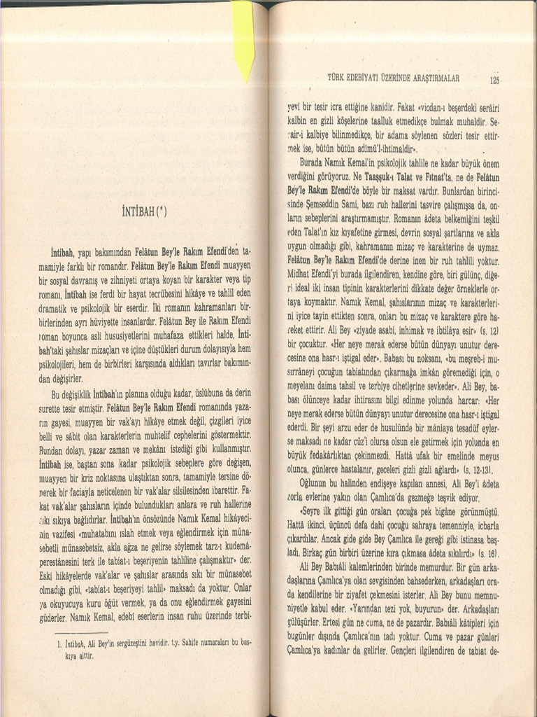 Namik Kemal Intibah Makale Mehmet Kaplan | PDF