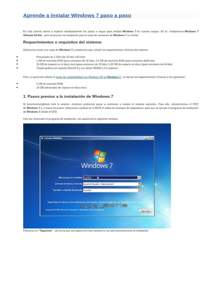 Guía para instalar Windows 7 paso a paso | PDF | Windows 10 | Windows 7