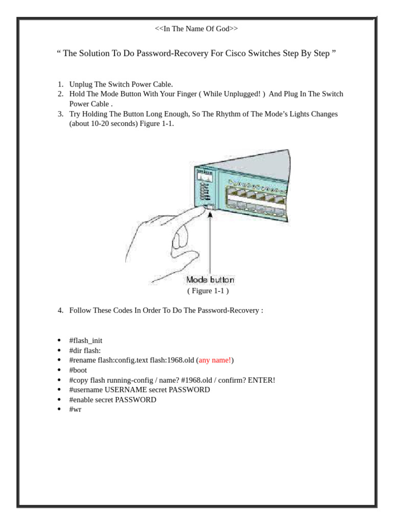 Cisco Switch Password Recovery Guide | PDF