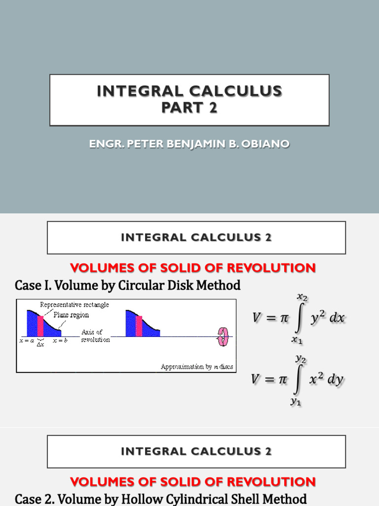 Integral Calculus: Volume & Length Methods | PDF | Cartesian Coordinate ...