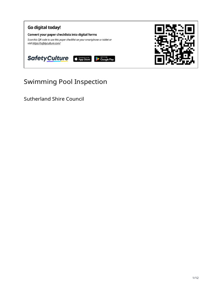 Sutherland Shire Pool Inspection Checklist | PDF | Building Technology ...