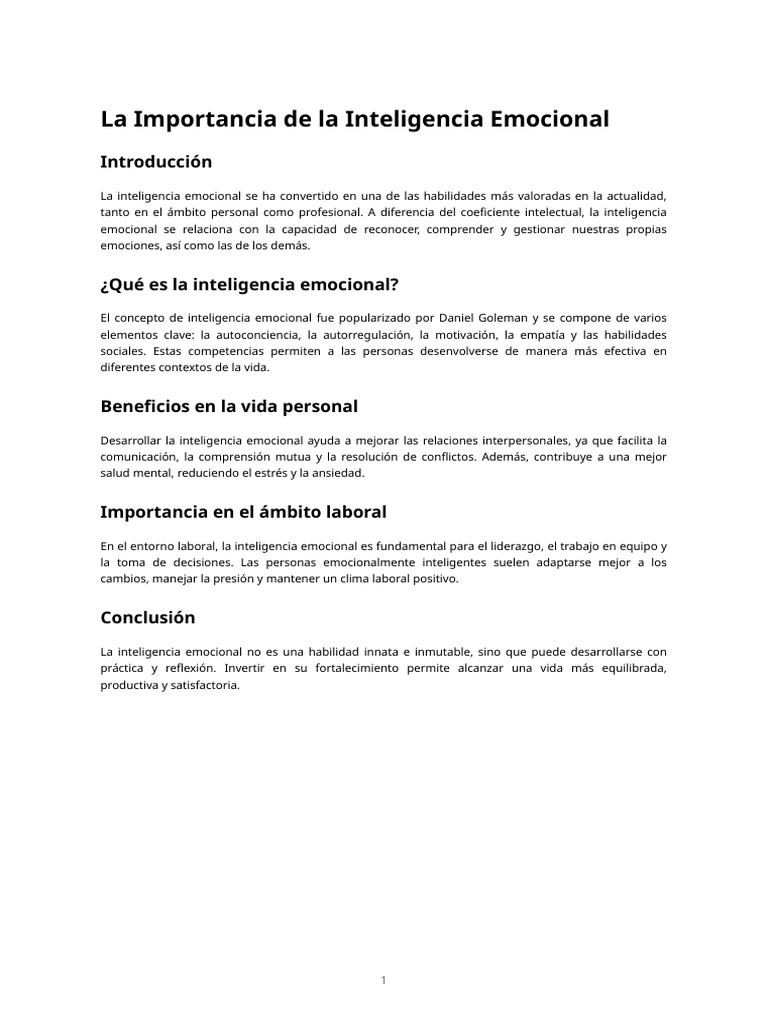La Importancia de La Inteligencia Emocional | PDF