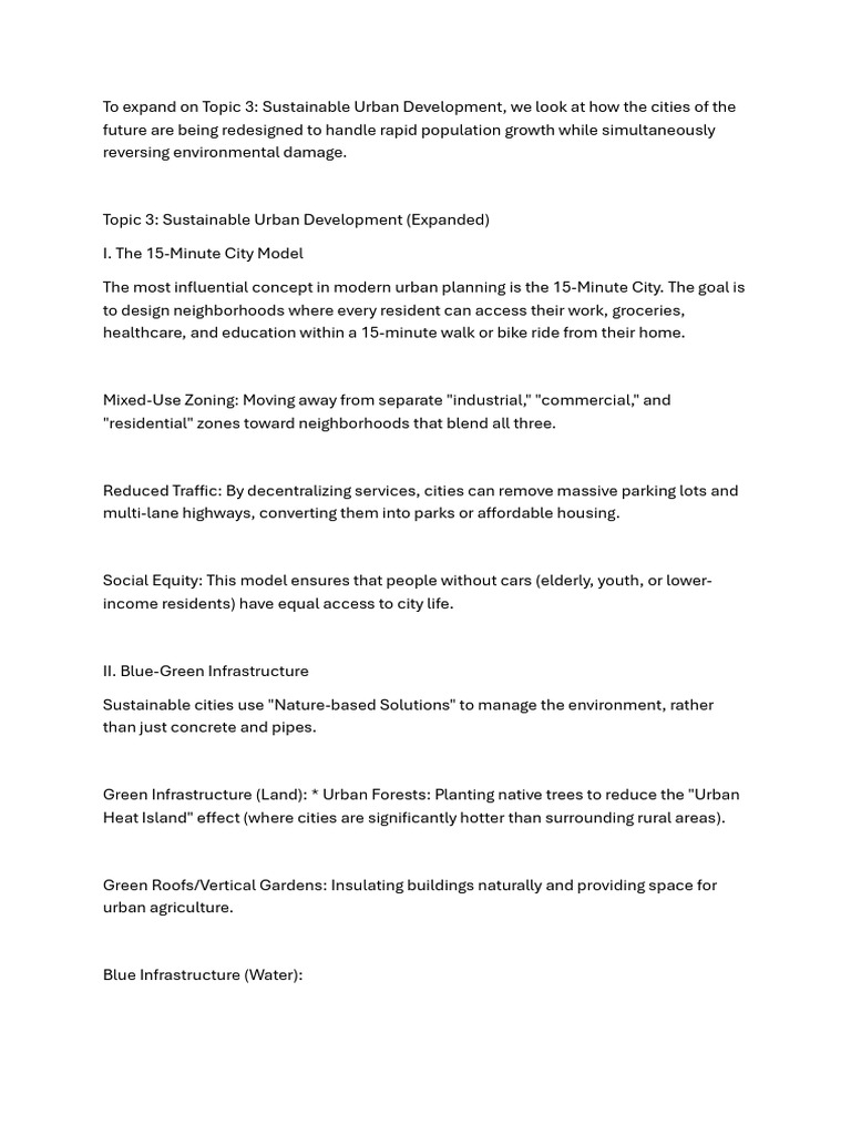 SUS101 Sustainable Urban Development Notes | PDF | Infrastructure ...