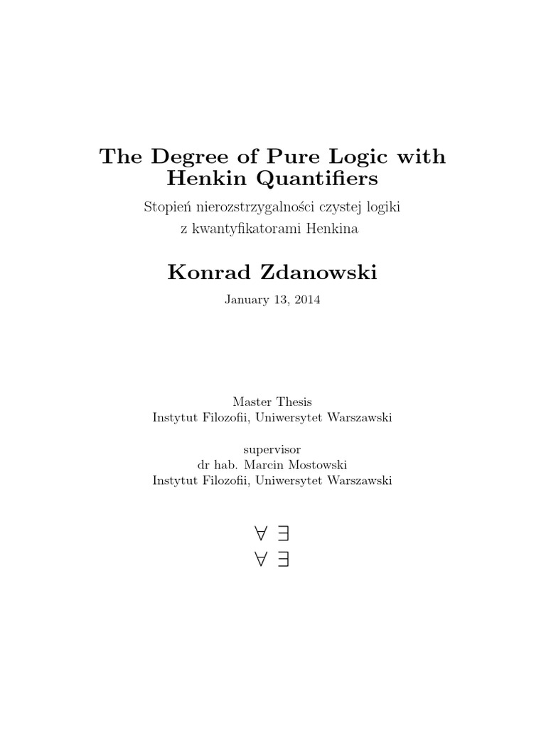 Complexity of Henkin Quantifiers Logic | PDF | First Order Logic ...