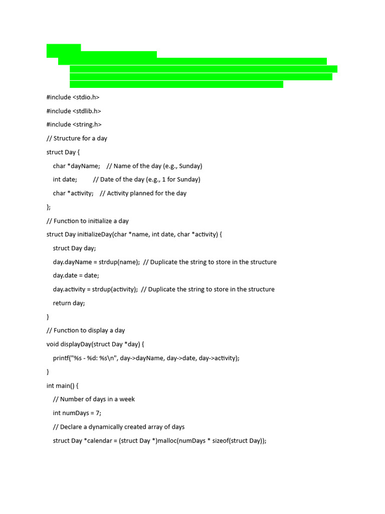 C Program for Weekly Calendar Management | PDF | Queue (Abstract Data ...
