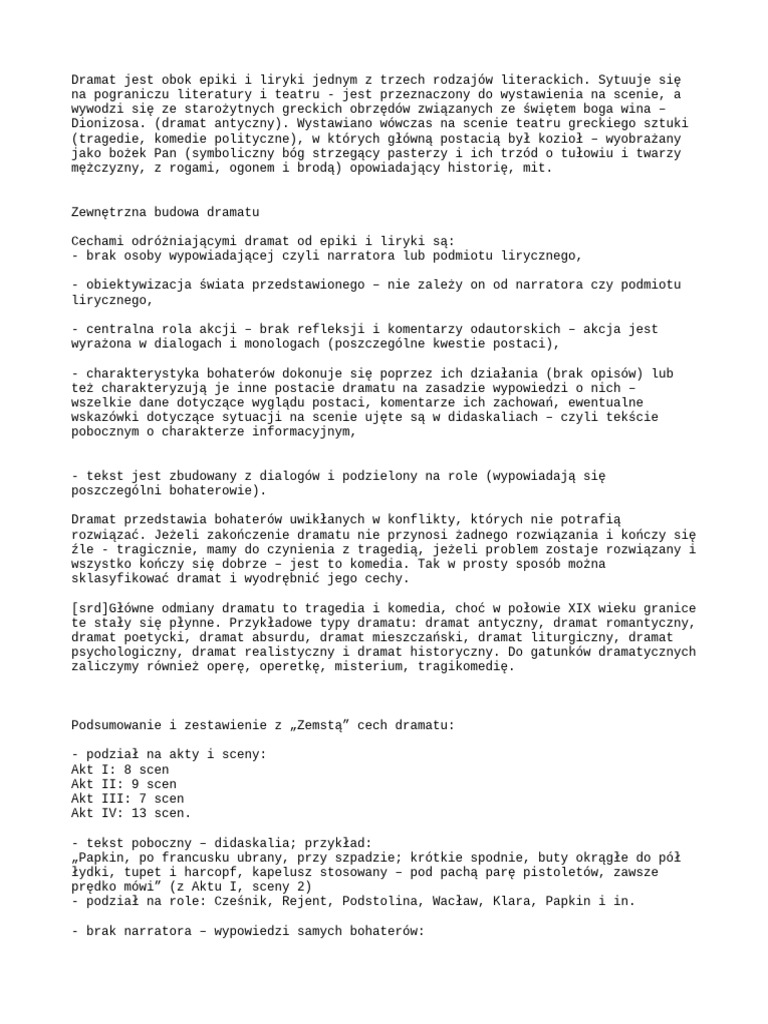 Dramat Jest Obok Epiki I Liryki Jed | PDF