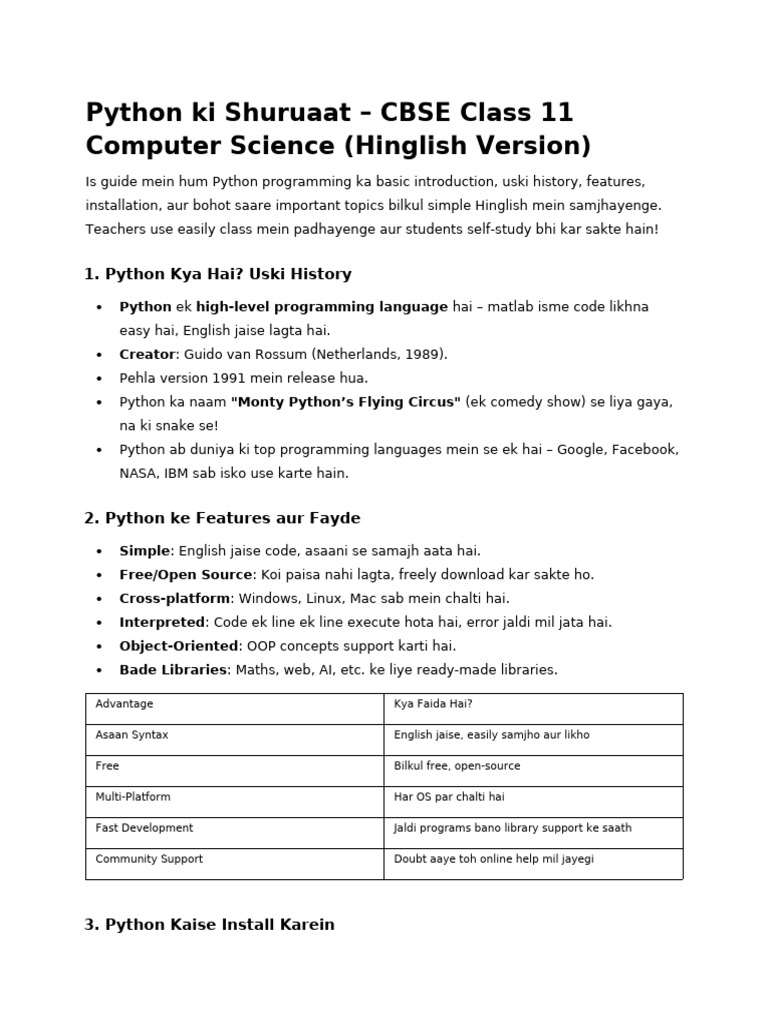 Python Programming Guide for CBSE Class 11 | PDF | Boolean Data Type ...