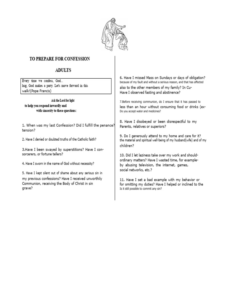 Confession Preparation Guide for Adults | PDF | Penance | Confession ...