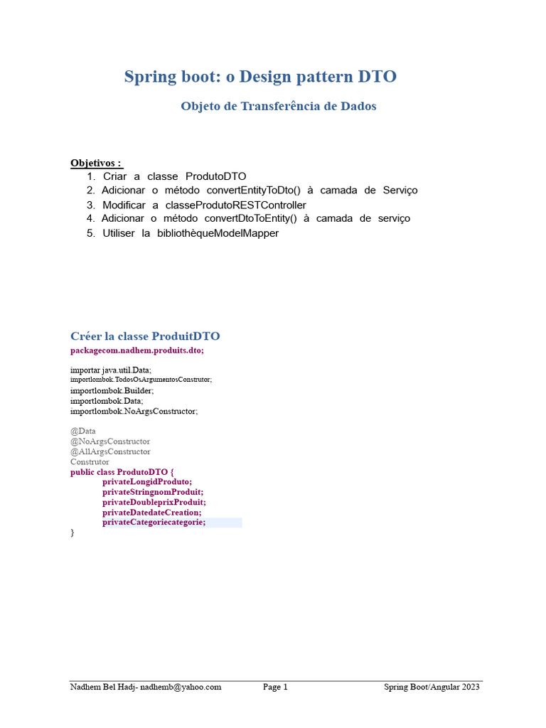 Spring Boot: Implémentation DTO et Services | PDF