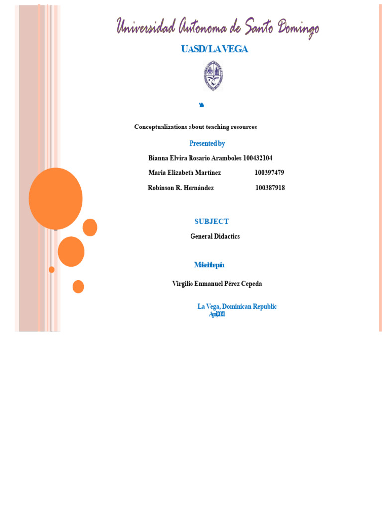 Didactic Resources in Education Explained | PDF | Methodology | Pedagogy