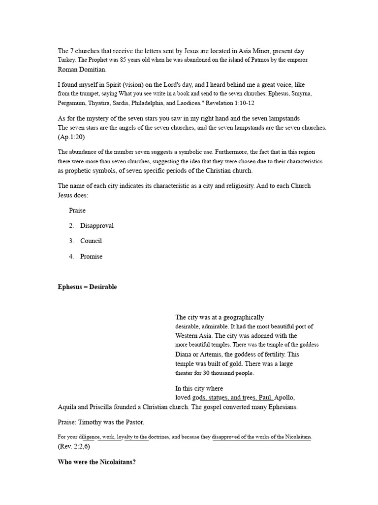 Seven Churches of Revelation Explained | PDF | Early Christianity | Jesus