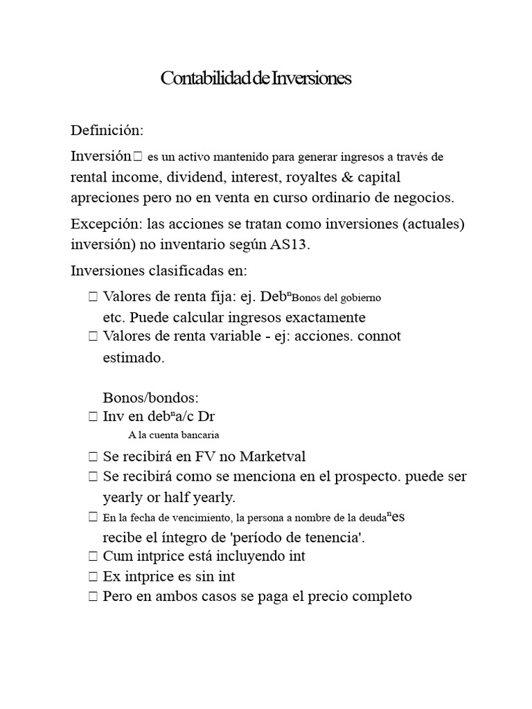 Contabilidad de Inversiones: Guía Completa | PDF | Compartir (Finanzas ...