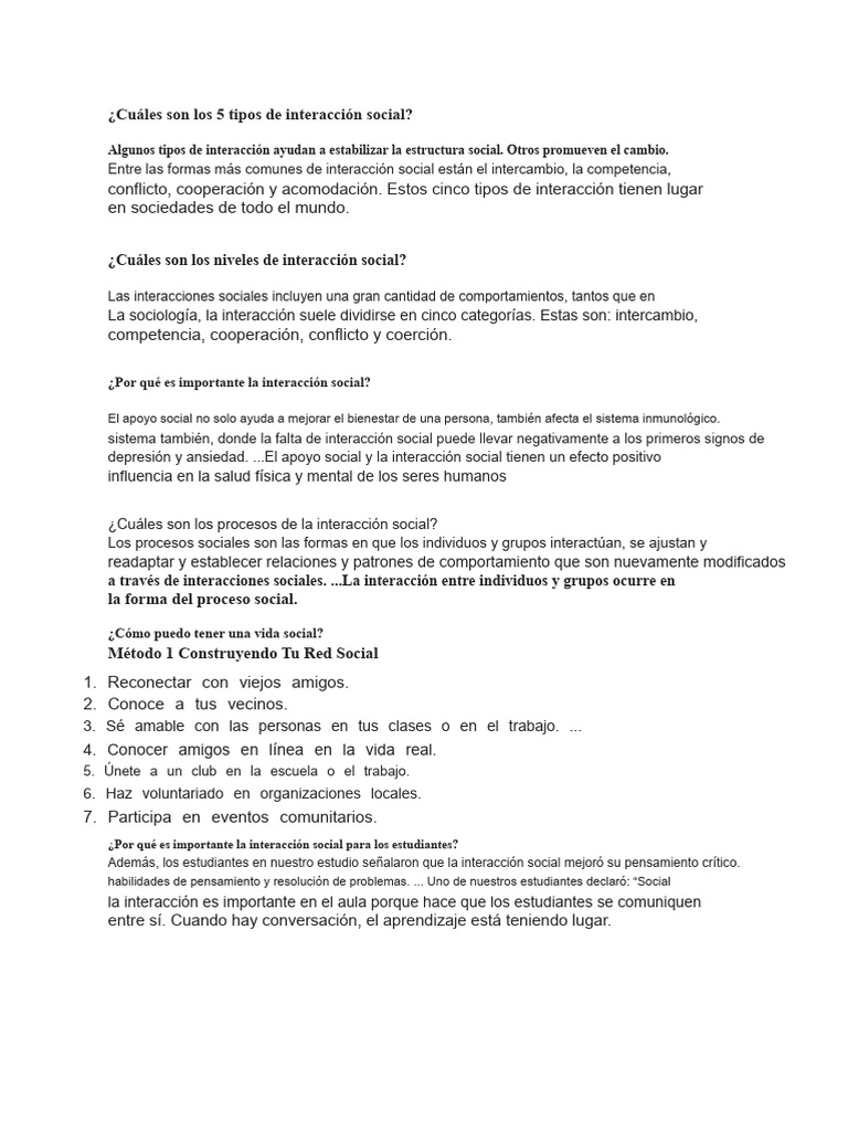 Tipos y beneficios de la interacción social | PDF | Trastorno depresivo ...