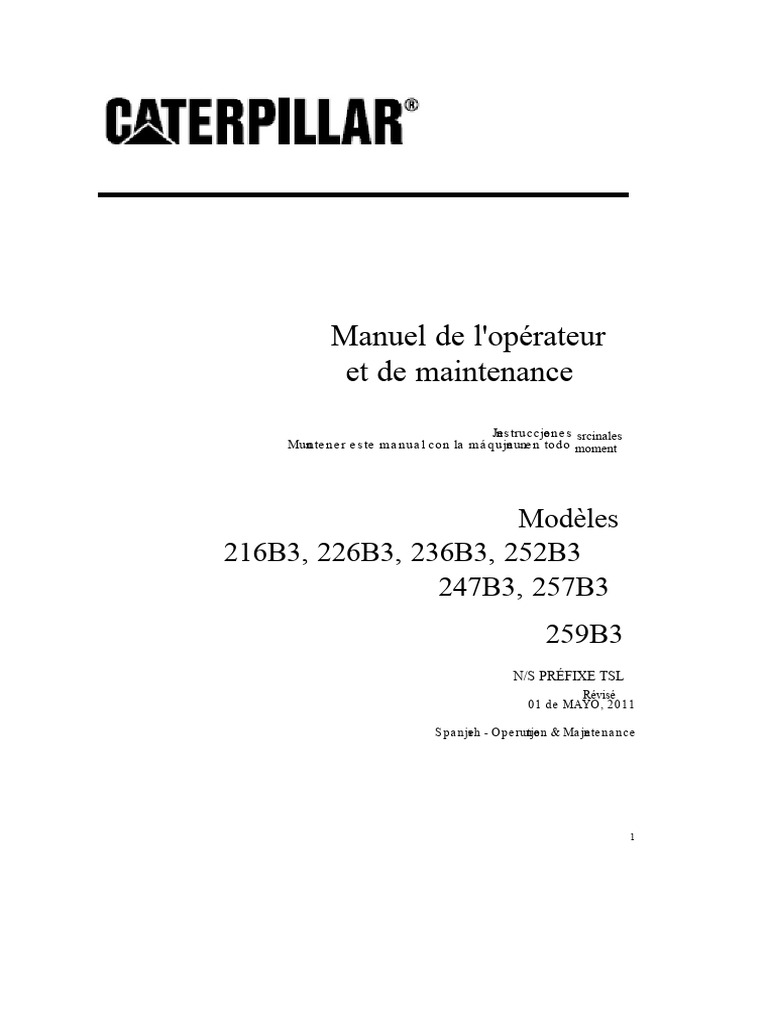 Manuel Dopérateur Et Maintenance 216b3 259b3 Pdf Sécurité 