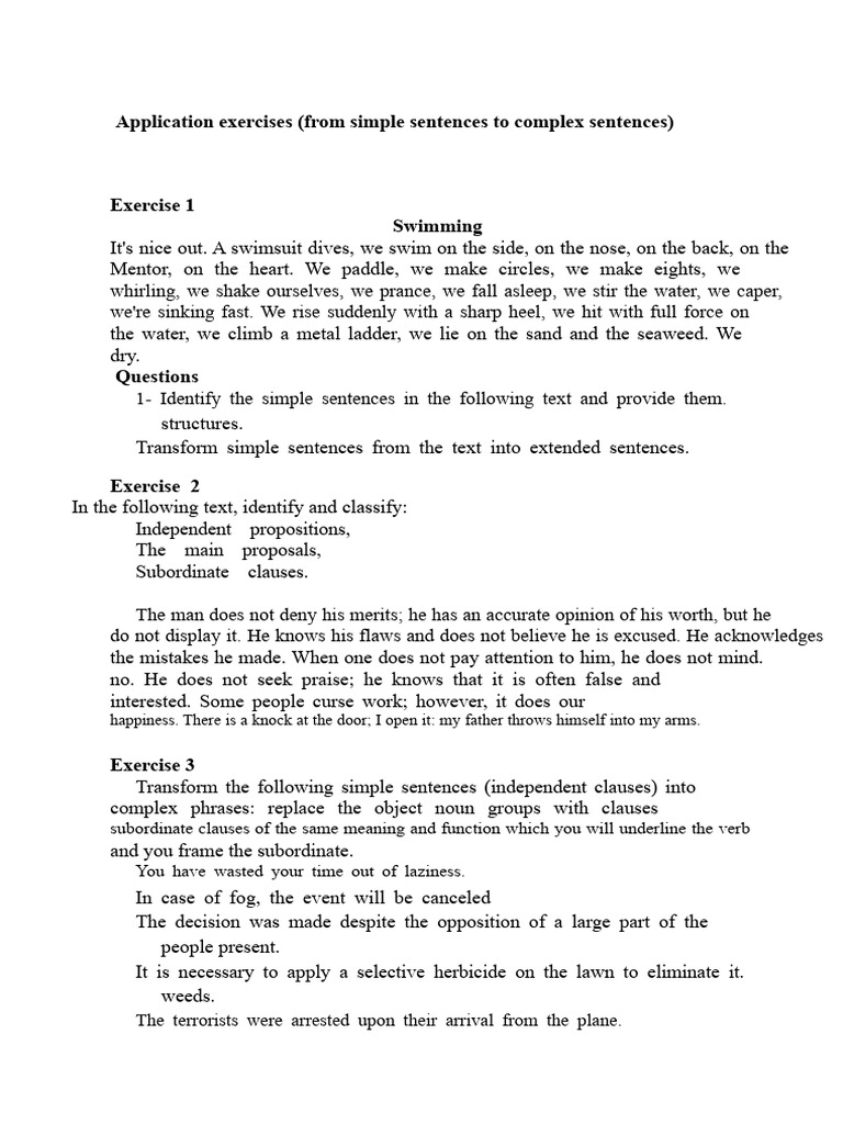 Sentence Structure Transformation Exercises | PDF | Clause | Sentence ...