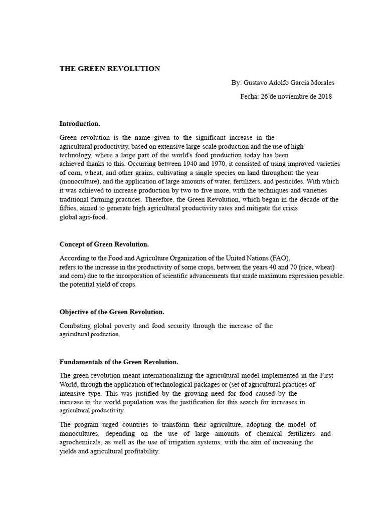 Impact of the Green Revolution on Agriculture | PDF | Green Revolution ...