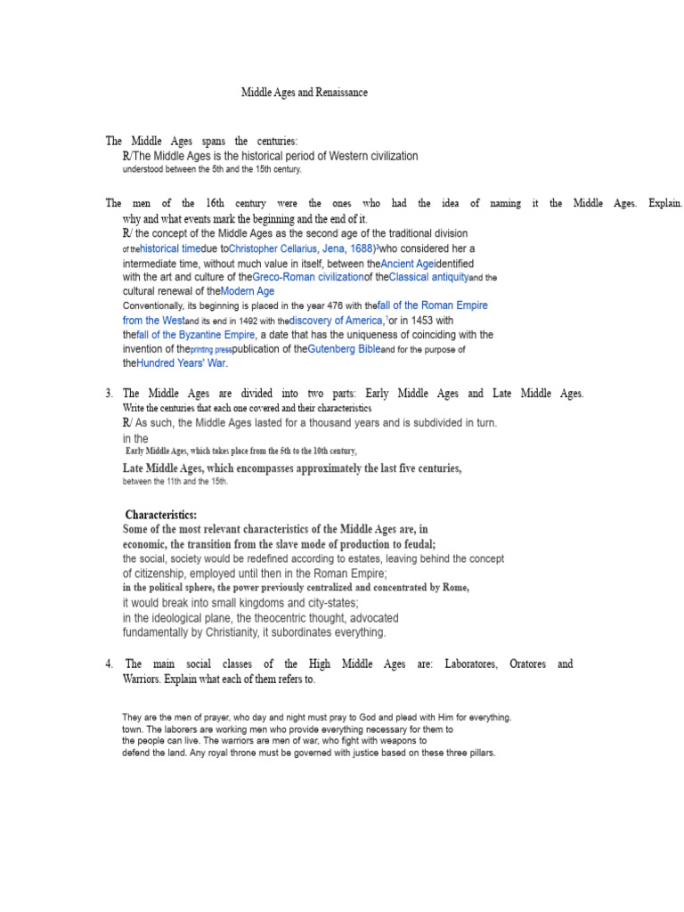 Middle Ages and Renaissance | PDF | Renaissance | Middle Ages