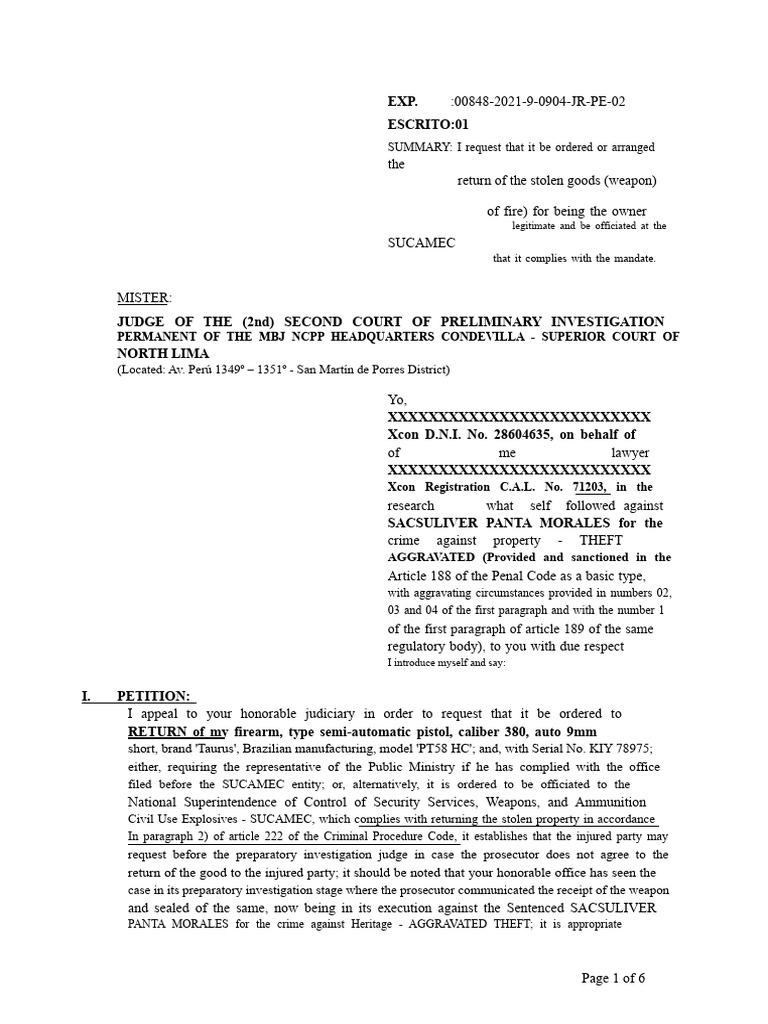 Document 01 - Firearm Return | PDF | Prosecutor | Crimes