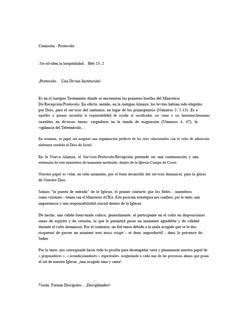 Protocolo y Hospitalidad en la Iglesia | PDF