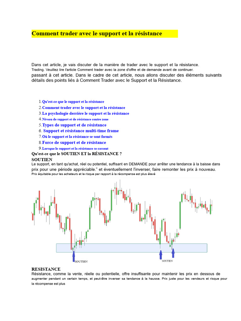 Trader avec le Support et la Résistance | PDF | Opérateur de marché ...