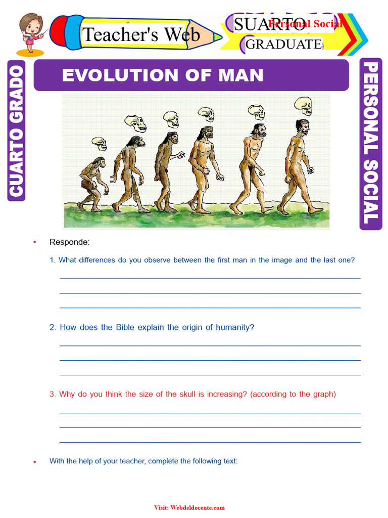 Evolution of Man For Fourth Grade of Primary School | PDF | Evolution ...