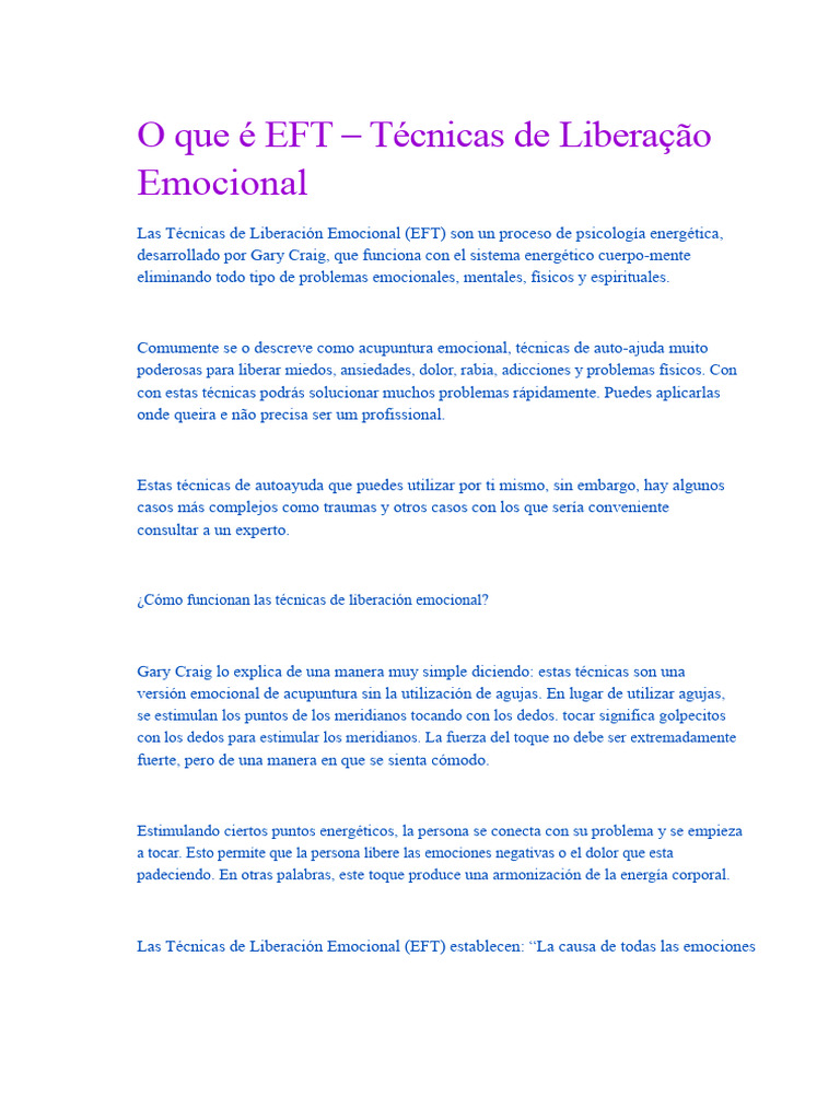 Técnicas de Liberación Emocional (EFT) | PDF | Las emociones | Técnicas ...