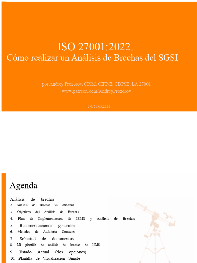 Análisis de Brechas para ISO 27001:2022 | PDF | Auditoría | Seguridad ...