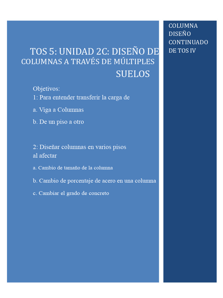 TOS 5 Unidad 3 Diseño de Columnas A Través de Múltiples Pisos | PDF ...