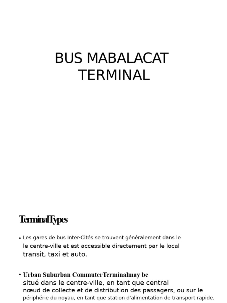 Terminal de bus de Mabalacat : Planification et Opérations | PDF ...