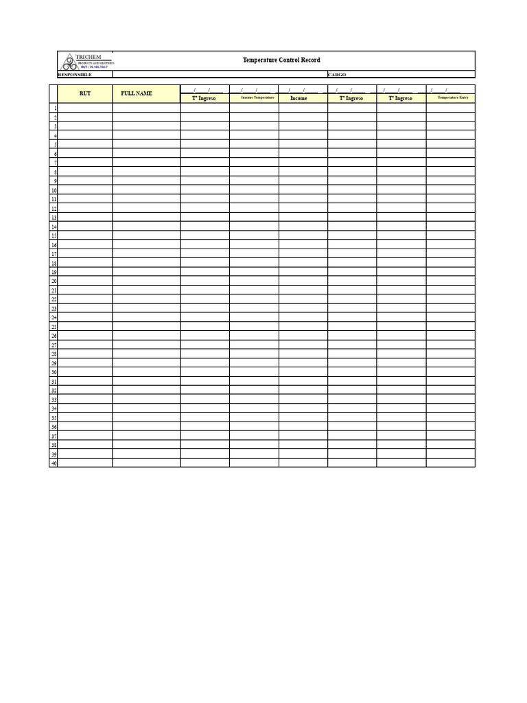 Temperature Control Record | PDF