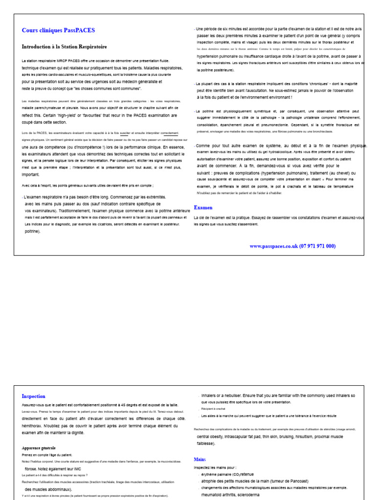 Examen clinique de la station respiratoire | PDF | Thorax | Maladies et ...
