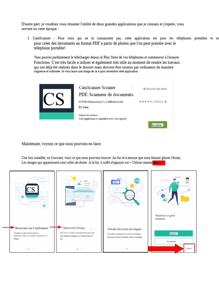 Guide d'utilisation de CamScanner | PDF | Scanner (informatique ...