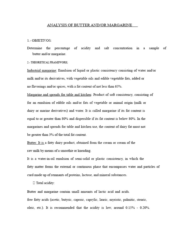 Butter and Margarine Quality Analysis | PDF | Titration | Chemistry