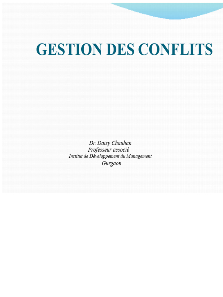 Stratégies de Gestion des Conflits en Entreprise | PDF | Résolution de ...