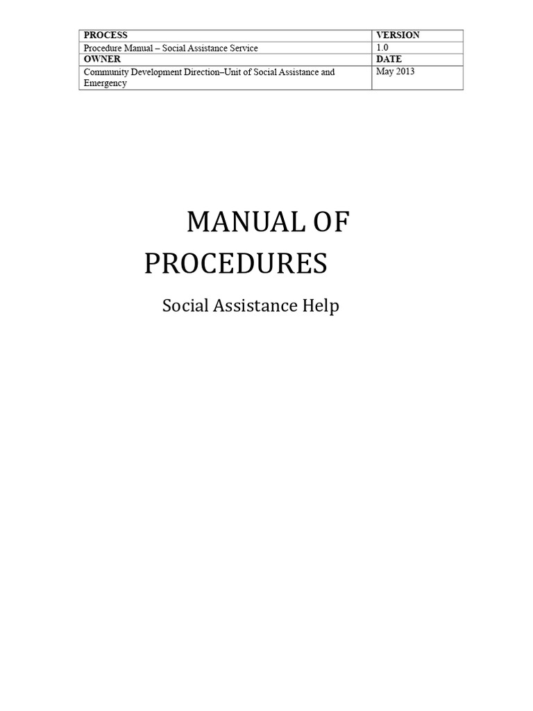 Social Assistance Procedures Manual | PDF | Poverty | Poverty ...