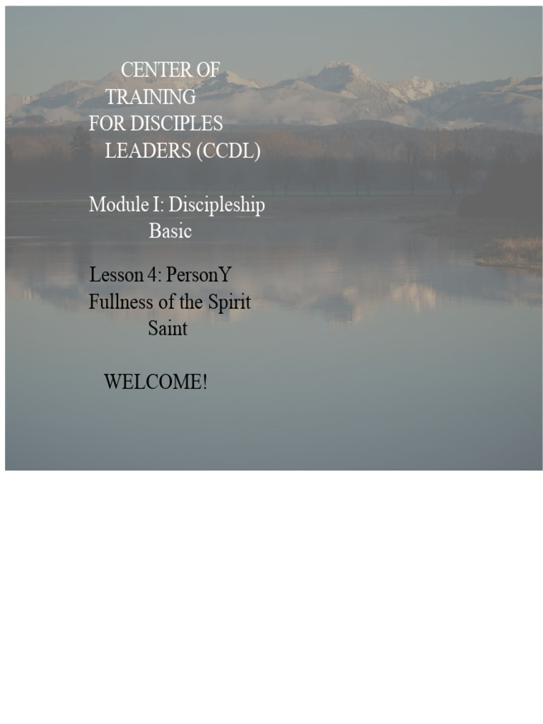 Lesson 4 - Person and Fulness of The Holy Spirit | PDF | Baptism | Born ...