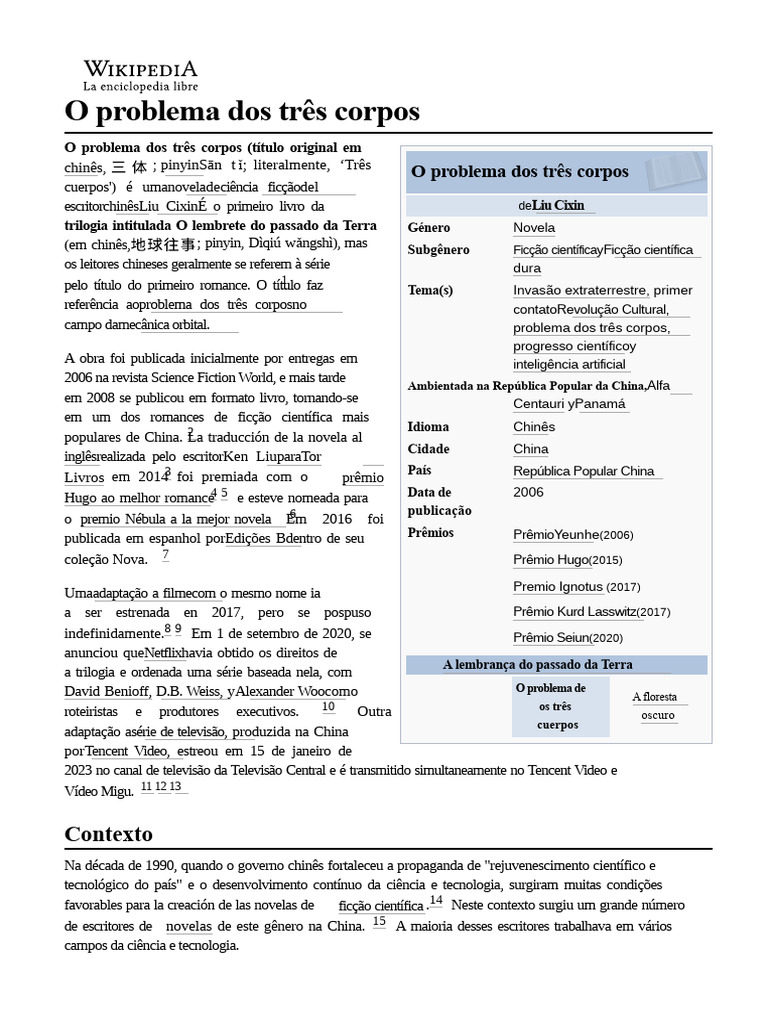 Problema dos Três Corpos: Resumo e Temas | PDF