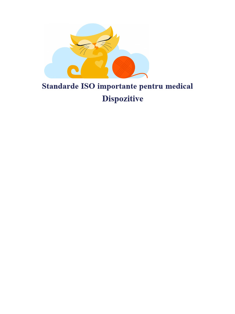 Standarde ISO Importante Pentru Dispozitive Medicale | PDF