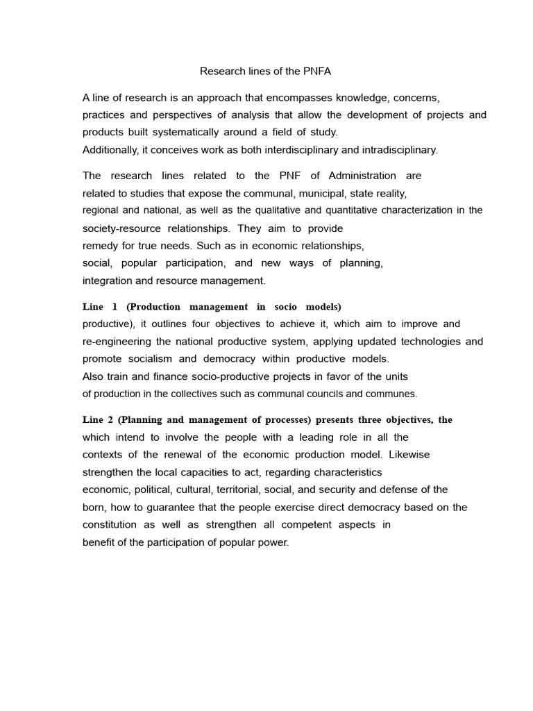 PNFA Research Lines in Administration | PDF | Audit | Economies