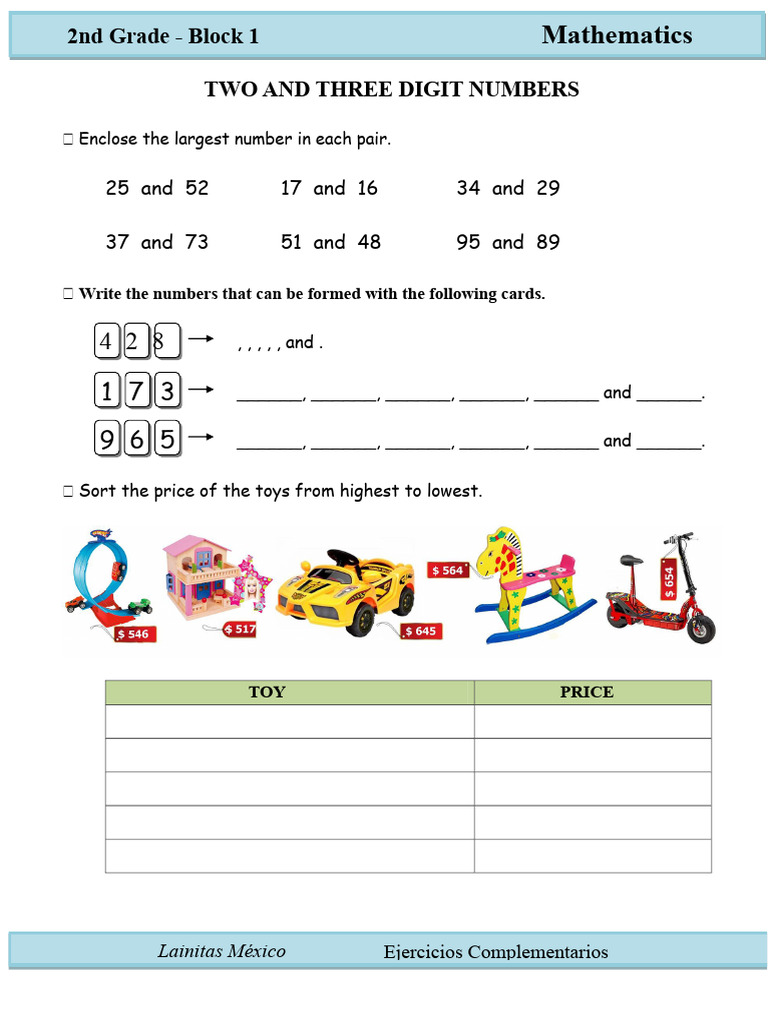 2nd Grade Math: Comparing Numbers | PDF