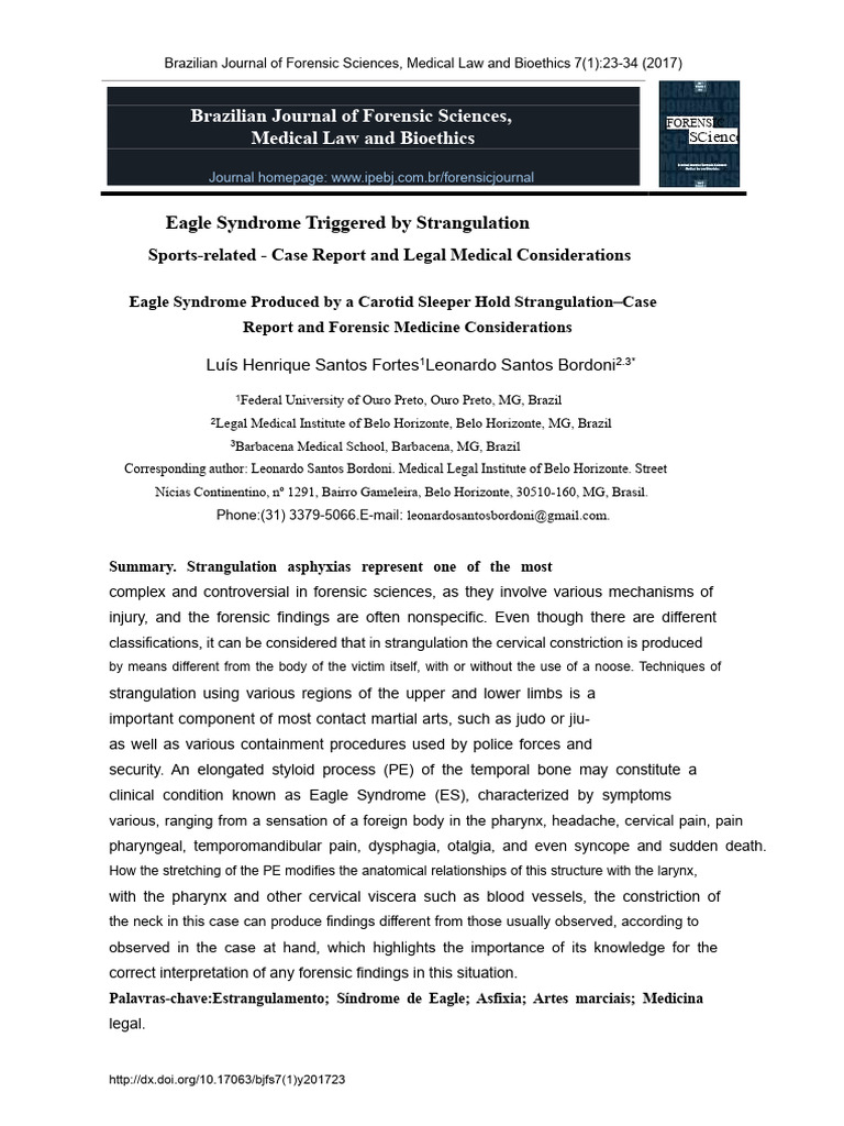 Eagle Syndrome from Strangulation Case Study | PDF | Brazilian Jiu ...
