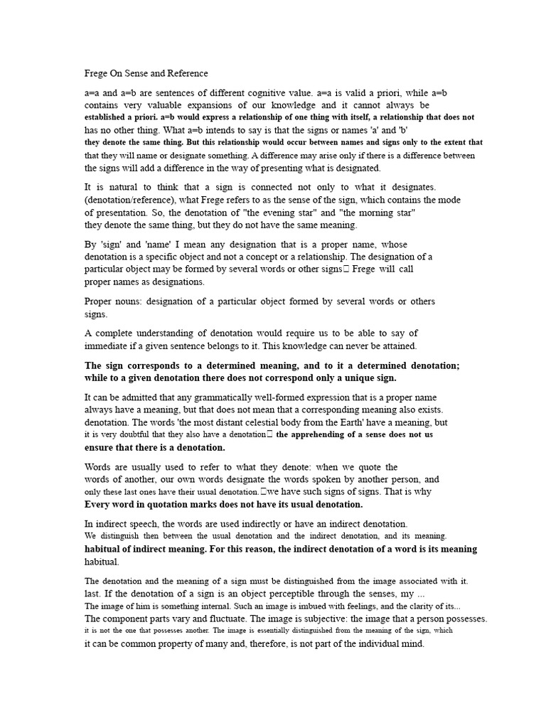 Frege's Theory of Sense and Reference | PDF | Truth | Semantics