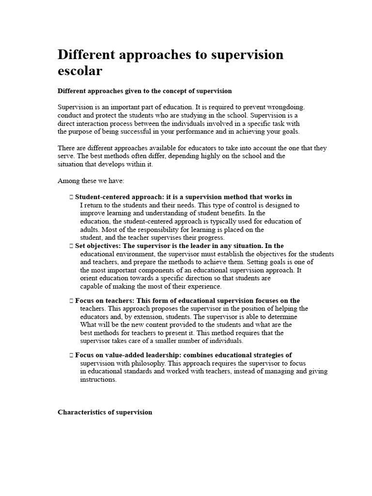 Approaches to Educational Supervision | PDF | Teachers | Leadership